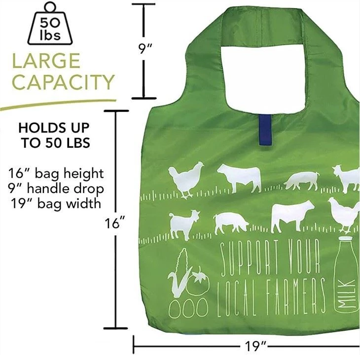 Antibacterial Large Capacity RPET Foldable Shoulder Tote Bag